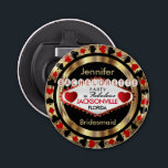Las Vegas Poker Chip - Bachelorette Party Bottle Opener<br><div class="desc">Bottle Opener ready for you to personalize. Makes a great party gift for your bridesmaid, maid of honor, etc... Ready to have the time of your life, celebrate with this unique Las Vegas party theme design. Make memories at your Bachelorette Party that will last forever... .just customize with the name...</div>