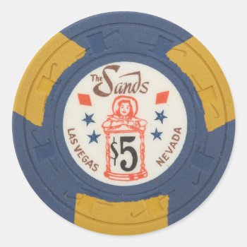 Las Vegas Poker Chip Casino Gambling Obsolete Classic Round Sticker by PrintTiques at Zazzle