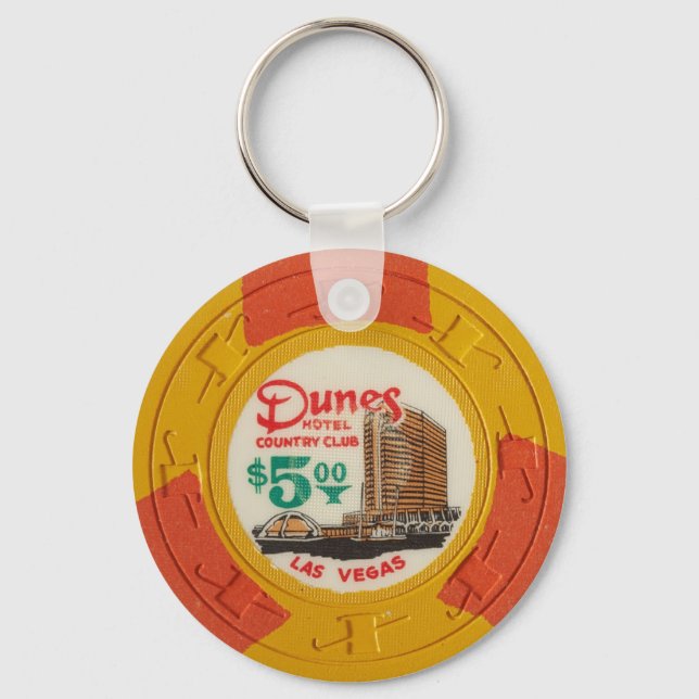Las Vegas Poker Chip Casino Gambling Obsolete Keychain (Front)