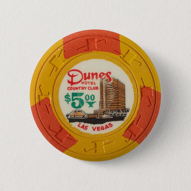 Las Vegas Poker Chip Casino Gambling Obsolete Pinback Button (Front)
