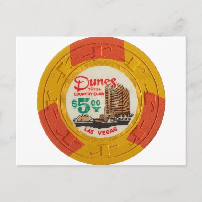 Las Vegas Poker Chip Casino Gambling Obsolete Postcard (Front)