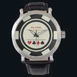 Las Vegas Poker Chip Casino Off White Black Watch<br><div class="desc">This white and black poker chip style watch would make a fantastic gift for yourself or for the casino loving person in your life. Personalize the design with a name.</div>