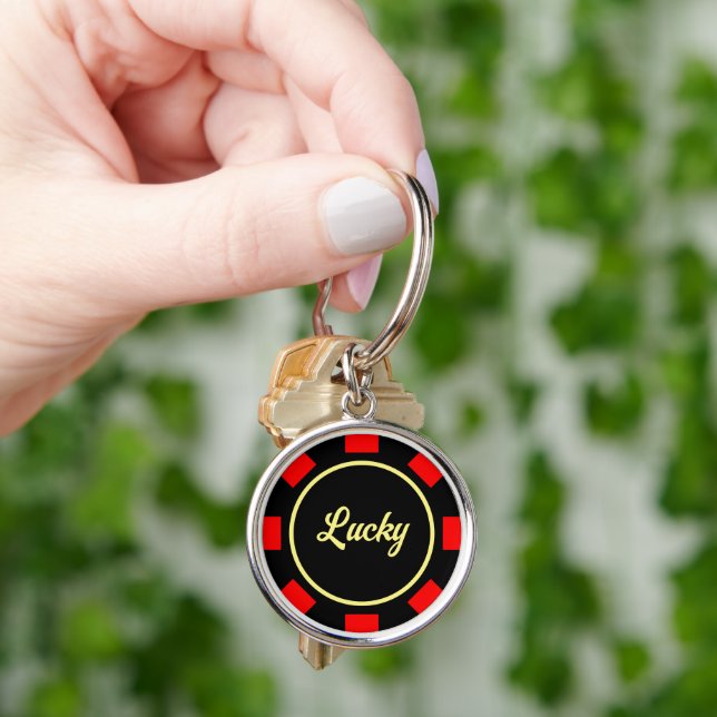Las Vegas poker chip marker custom premium round Keychain (Hand)
