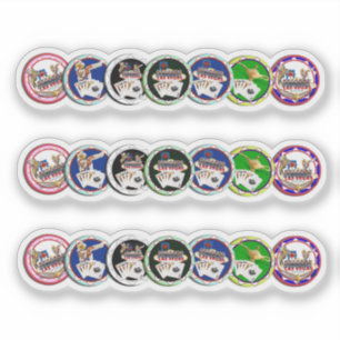 Las Vegas Poker Chip Rows Sticker