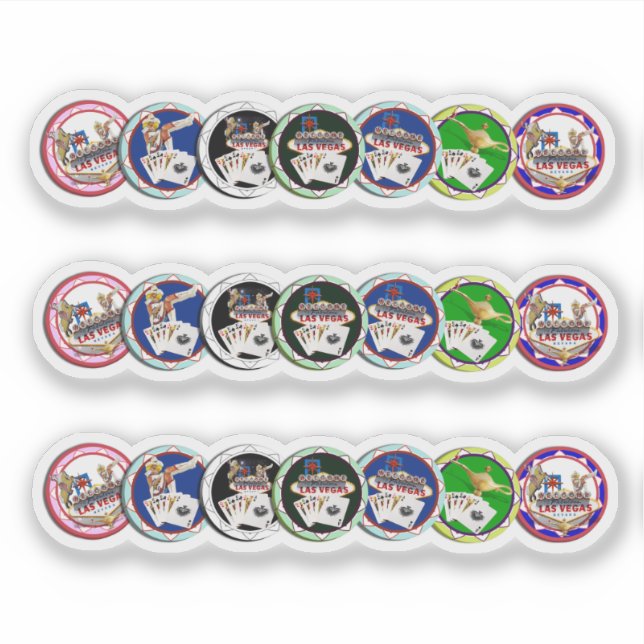 Las Vegas Poker Chip Rows Sticker (Front)