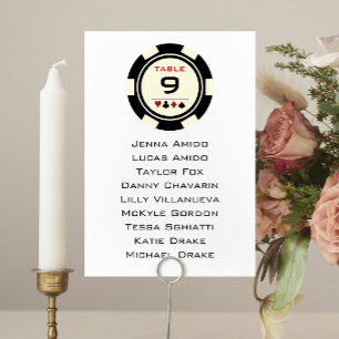 Las Vegas Poker Chip Wedding Seating Chart Card