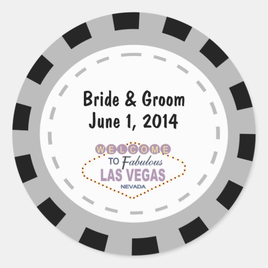 Las Vegas Poker Chip Wedding Stickers
