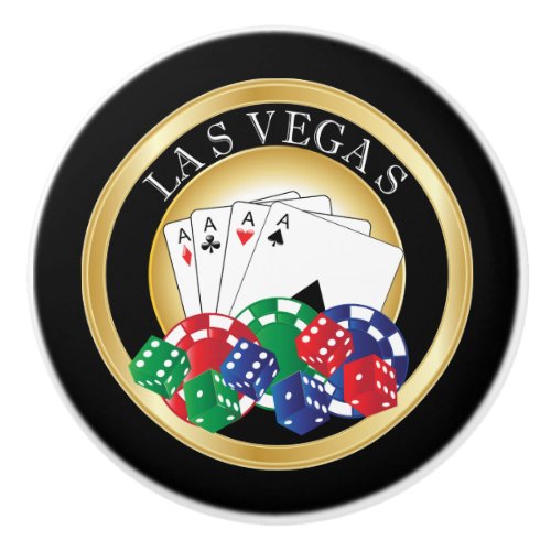 Las Vegas Poker Design Ceramic Knob
