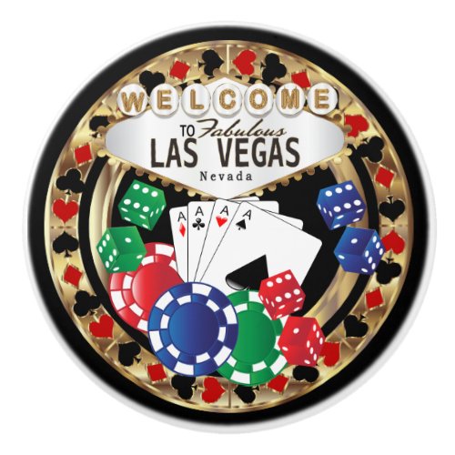 Las Vegas Poker Design _ Gold Ceramic Knob