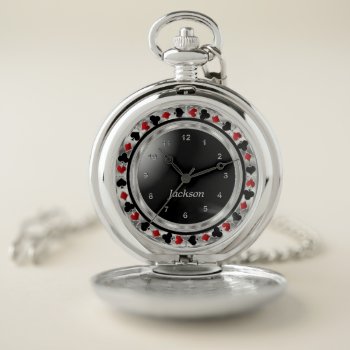 Las Vegas Poker Game In Silver Pocket Watch by DesignsbyDonnaSiggy at Zazzle