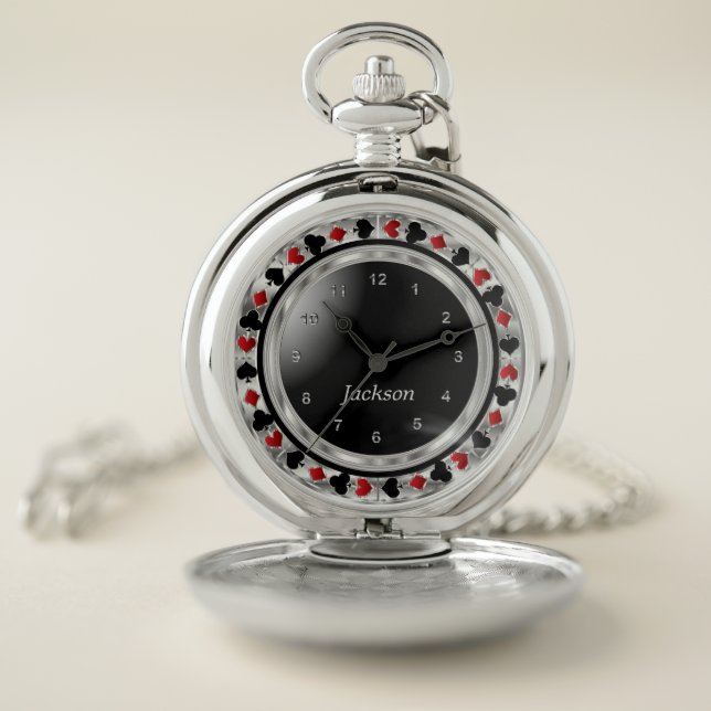 Las Vegas Poker Game in Silver Pocket Watch (Inside)