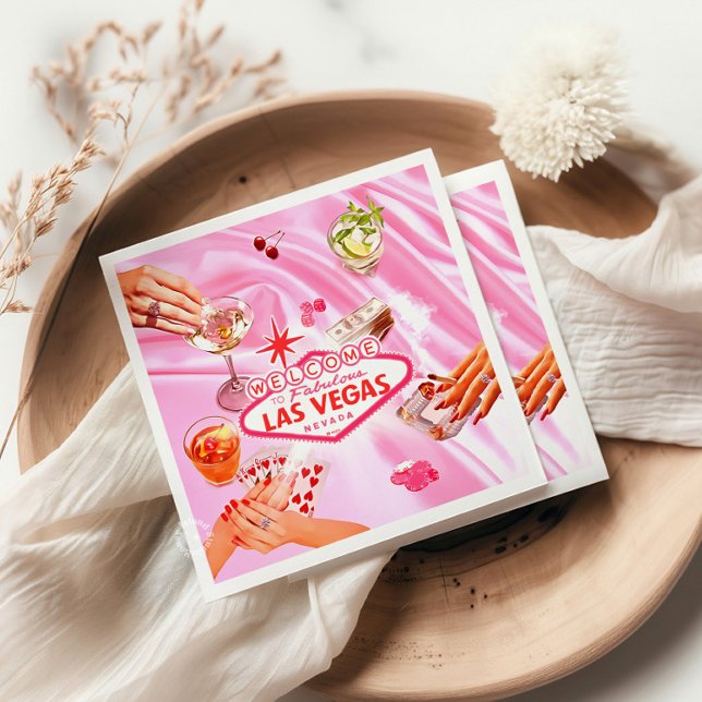 Las Vegas Poker Girls Night Out Pink Napkins (Creator Uploaded)