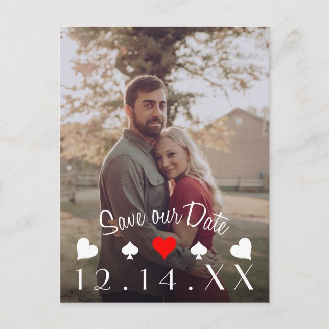 Las Vegas Poker Save the Date Red Photo Postcard (Front)