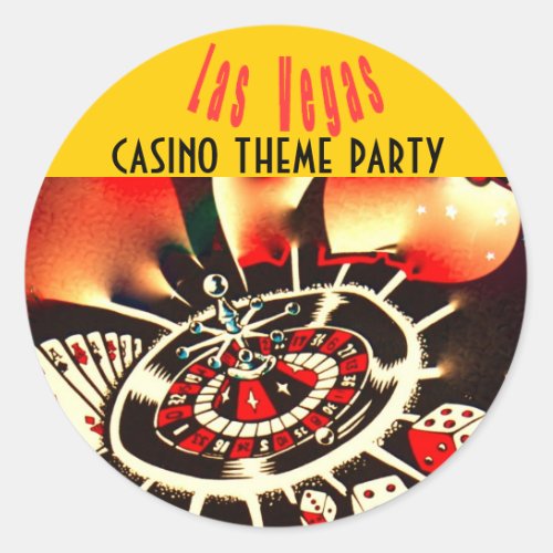 Las Vegas Polker Night party Classic Round Sticker