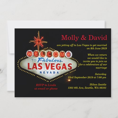 Las Vegas Post Wedding Photo Custom Invitation