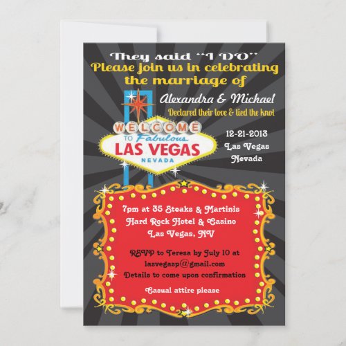 Las Vegas Post Wedding Reception Invitations