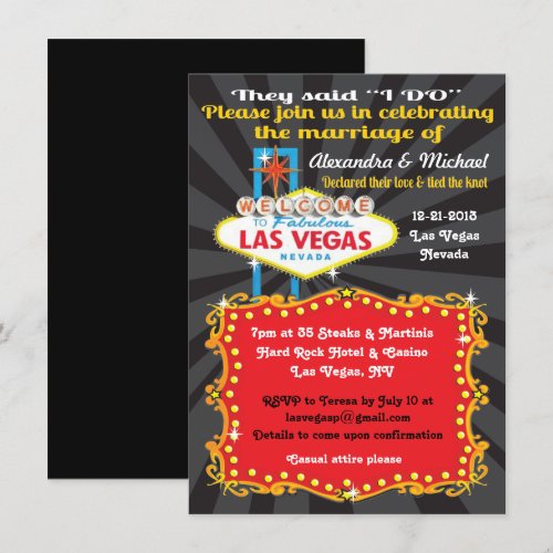 Las Vegas Post Wedding Reception Invitations