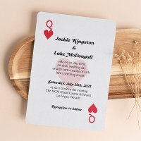 Las Vegas Queen of Hearts Card Wedding Invitation