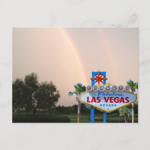Las Vegas Rainbow Wedding Announcement Postcard