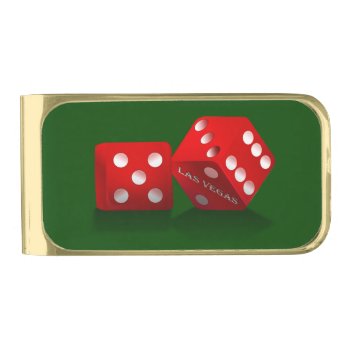 Las Vegas Red Dice Gold Finish Money Clip by LasVegasIcons at Zazzle