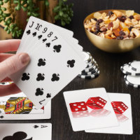 Las Vegas Playing Cards, Two large red dice on each side with the Vegas  sign right in the middle.