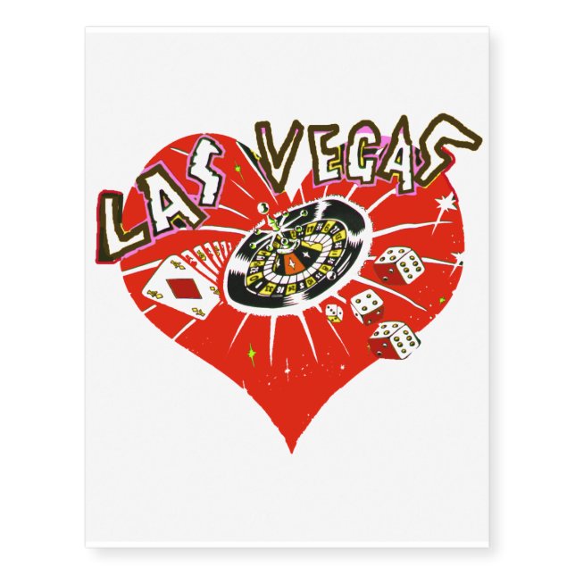Las Vegas red heart Temporary Tattoos (Front)