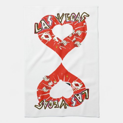 Las Vegas Red Hearts Kitchen Towel