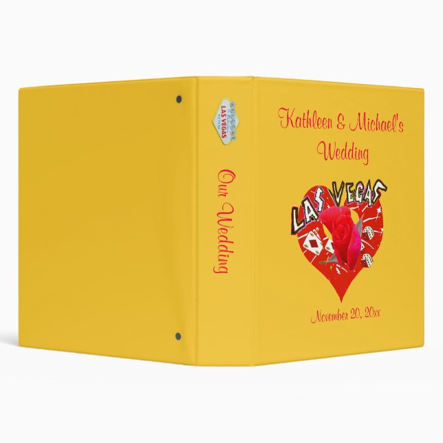 Las Vegas Red Rose Casino Theme Wedding Album 3 Ring Binder (Background)