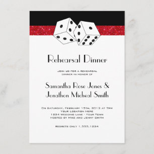 Las Vegas Rehearsal Dinner Dice Theme Ruby Red Invitation