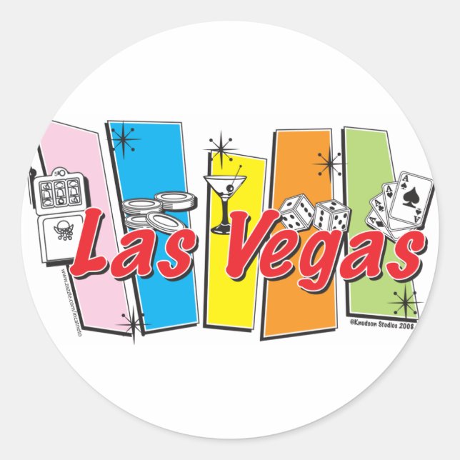 Las Vegas Retro Classic Round Sticker (Front)