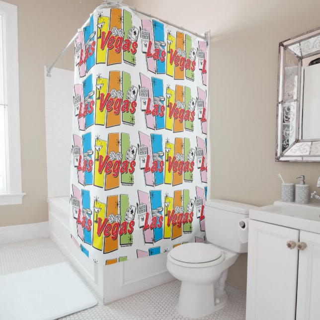 Las Vegas Retro Shower Curtain (In Situ)