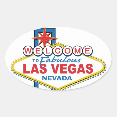 Las Vegas Retro Sign Oval Sticker