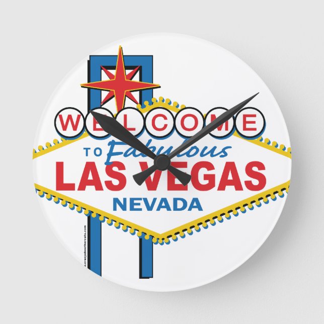 Las Vegas Retro Sign Round Clock (Front)