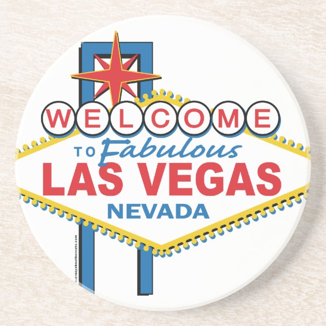 Las Vegas Retro Sign Sandstone Coaster (Front)