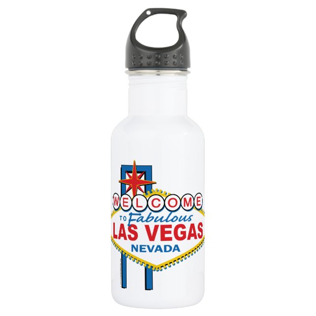 Las Vegas Retro Sign Stainless Steel Water Bottle (Front)