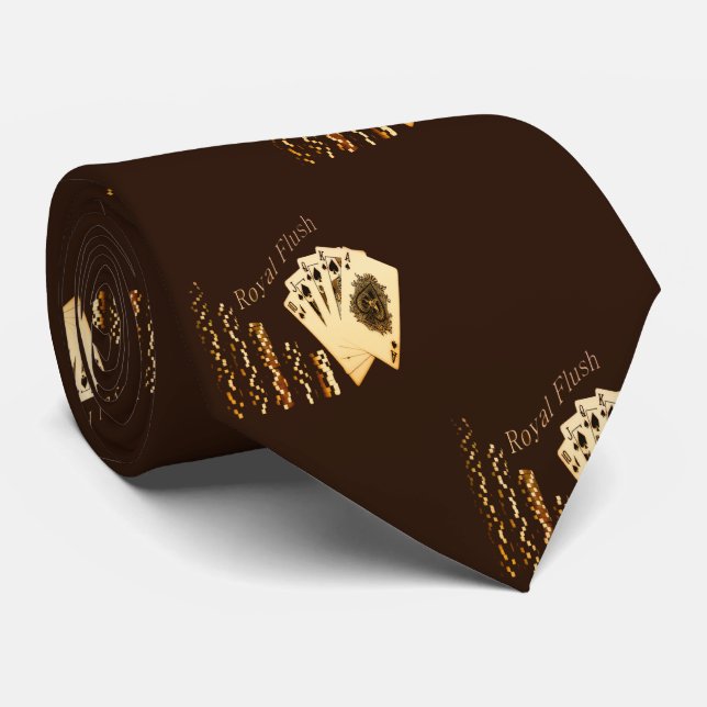 Las Vegas Royal Flush Cards And Chips Tie (Rolled)