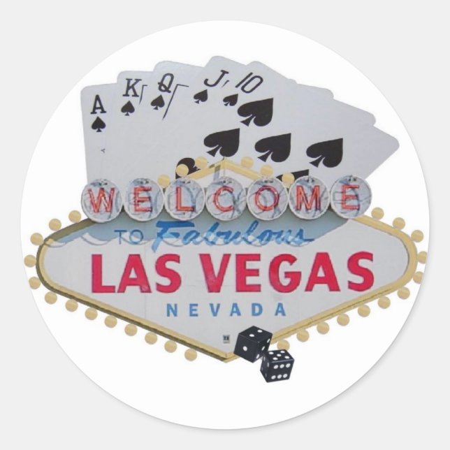 Las Vegas Royal Flush with dice Sticker (Front)