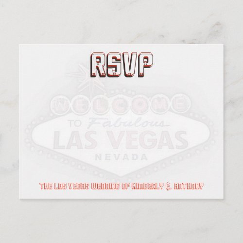 Las Vegas RSVP Wedding Reception Invitation Postcard