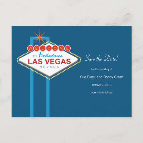 Las Vegas Save The Date Announcement Postcard