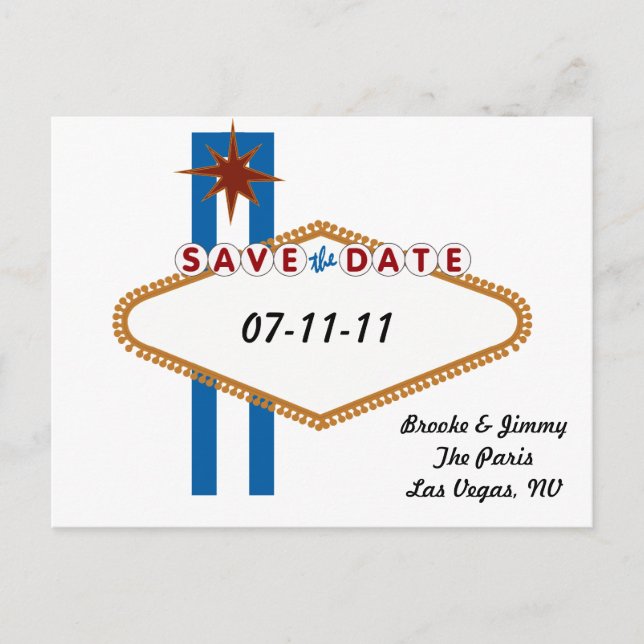 Las Vegas Save the Date Announcement Postcard (Front)