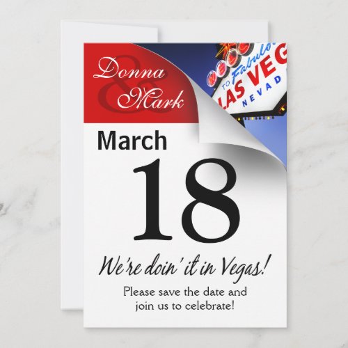 Las Vegas Save the Date Calendar Page