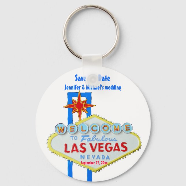 Las Vegas Save the Date Customized Occasion Keychain (Front)