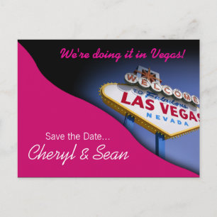 Las Vegas Save The Date (fuschia) Announcement Postcard