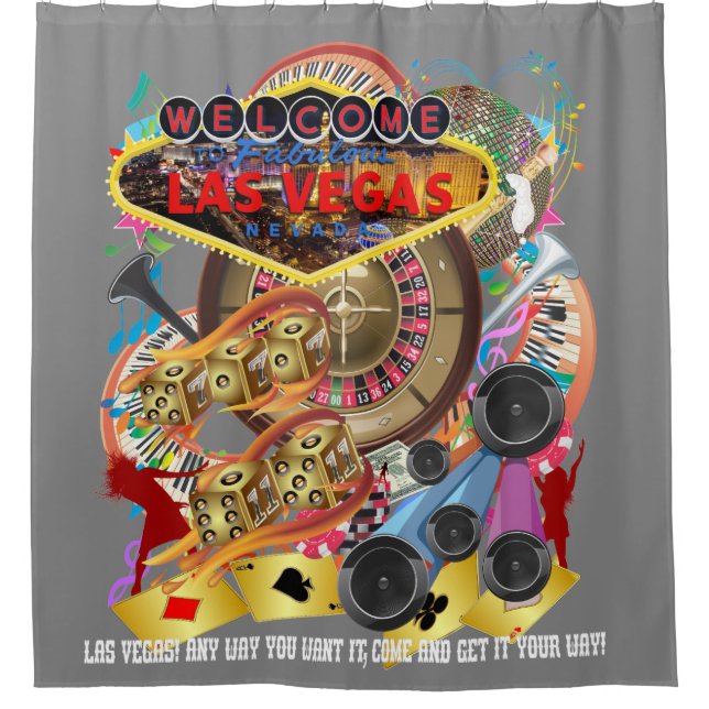 Las Vegas Shower Curtain Collection Grey (Front)