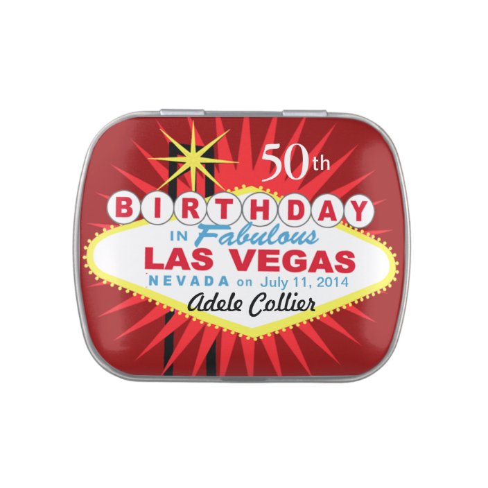 Las Vegas Sign 50th Birthday Favor Red Candy Tin Zazzle Com