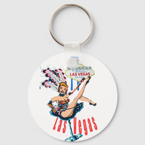 Las Vegas Sign and Casino Showgirl Keychain