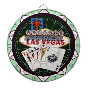 Las Vegas Sign And Two Kings Poker Chip Dartboard by LasVegasIcons at Zazzle