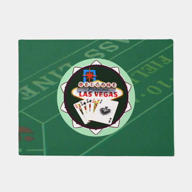 Las Vegas Sign And Two Kings Poker Chip Doormat Zazzle