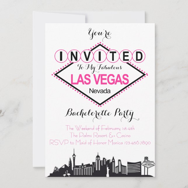 Las Vegas Sign Bachelorette Party Invitation (Front)