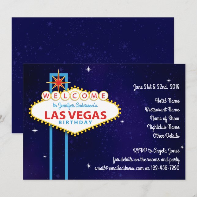Las Vegas Sign Birthday Party Invitation (Front/Back)